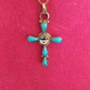 Sterling Silver & Zuni Cross Necklace